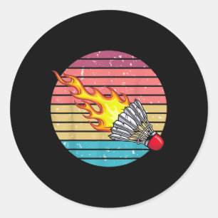 Retro Shuttle Fun Badminton Sports Player Coach Gr Classic Round Sticker