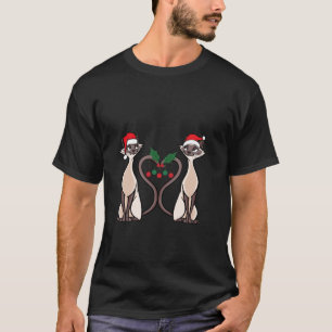 Retro Siamese Cats in Santa Hat Ornaments Cat Chri T-Shirt