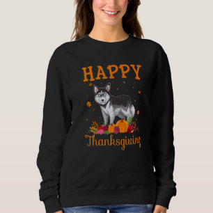 Retro Siberian Husky Dog Happy Thanksgiving Matchi Sweatshirt