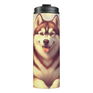 Retro Siberian Husky Painting Thermal Tumbler