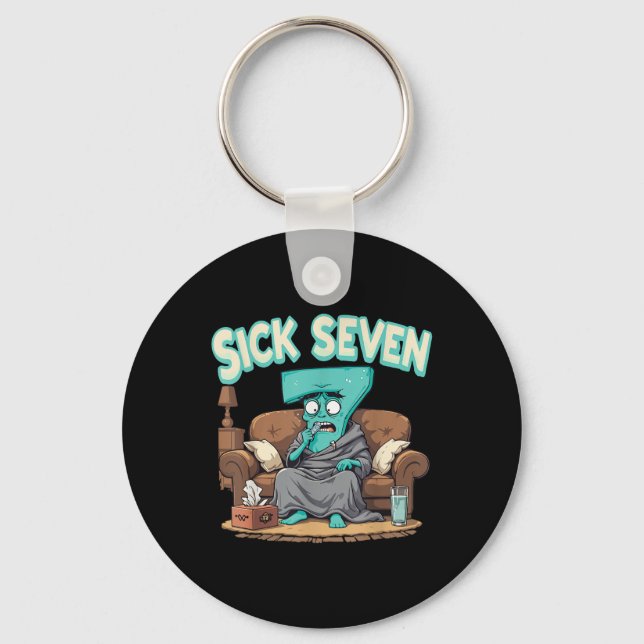 Retro Sick Seven 67 Halloween Number Design  Key Ring (Front)