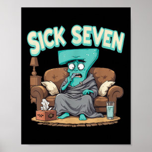 Retro Sick Seven 67 Halloween Number Design Poster