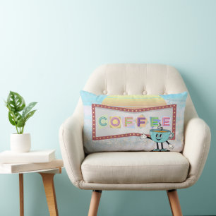 Retro Sign Coffee Lumbar Pillow