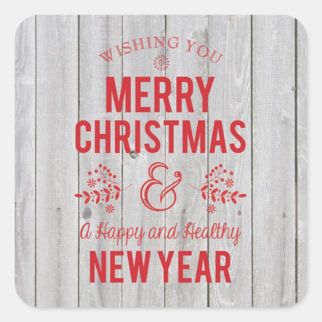 Retro Sign in Rustic Wood Merry Christmas Sticker (Front)