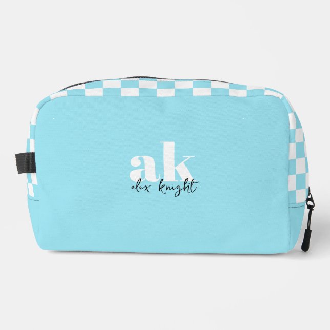 Retro Signature Monogram Chequered Dopp Kit (Front)