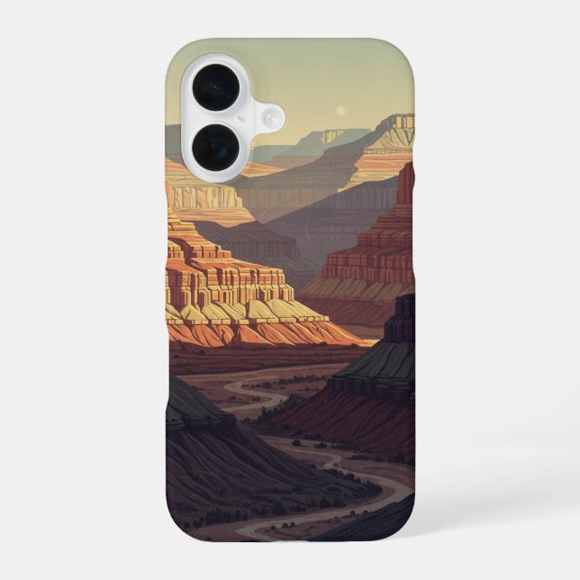 Retro Silent Canyon iPhone 16 Case (Back)