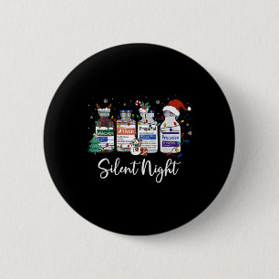 Retro Silent Night Icu Nurse Christmas Intensive C 6 Cm Round Badge
