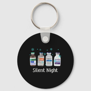 Retro Silent Night Icu Nurse Christmas Intensive C Key Ring