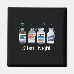 Retro Silent Night Icu Nurse Christmas Intensive C Magnet