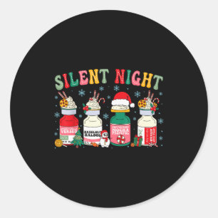 Retro Silent Night Xmas Nurse Christmas Doctor Er  Classic Round Sticker