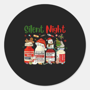 Retro Silent Night Xmas Nurse Christmas Doctor Er Classic Round Sticker