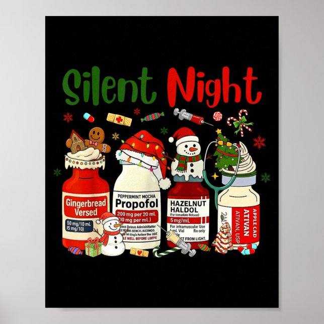 Retro Silent Night Xmas Nurse Christmas Doctor Er  Poster (Front)