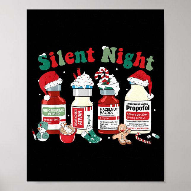 Retro Silent Night Xmas Nurse Christmas Doctor Er  Poster (Front)