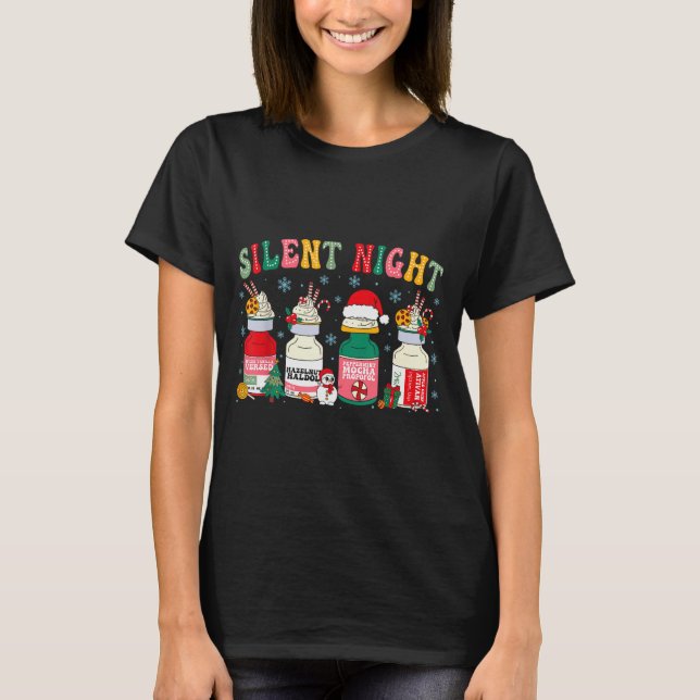 Retro Silent Night Xmas Nurse Christmas Doctor Er  T-Shirt (Front)