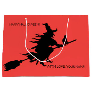 RETRO SILHOUETTE HALLOWEEN WITCH ON BROOM GIFT BAG