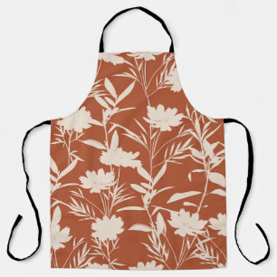Retro silhouette meadow flowers seamless pattern i apron