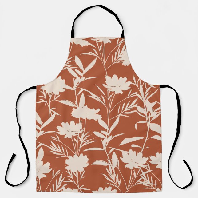 Retro silhouette meadow flowers seamless pattern i apron (Front)