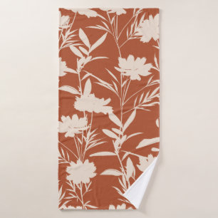 Retro silhouette meadow flowers seamless pattern i bath towel