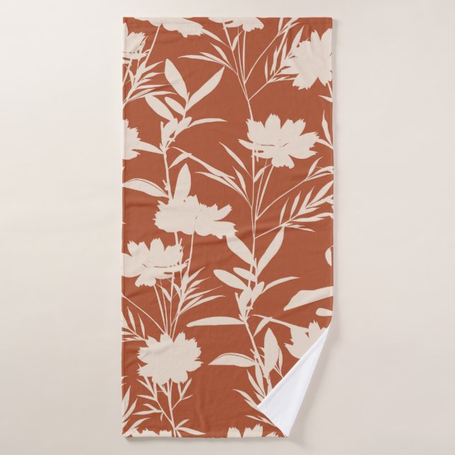Retro silhouette meadow flowers seamless pattern i bath towel (Bath Towel)