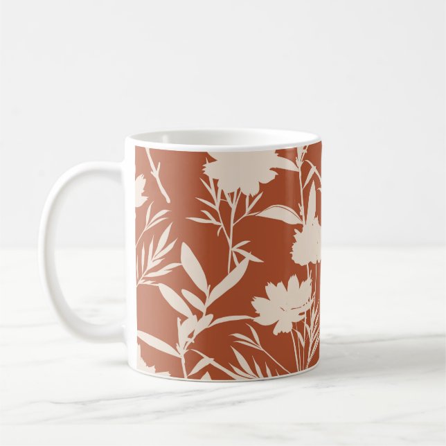 Retro silhouette meadow flowers seamless pattern i coffee mug (Left)