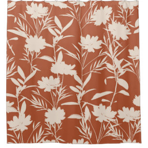 Retro silhouette meadow flowers seamless pattern i shower curtain