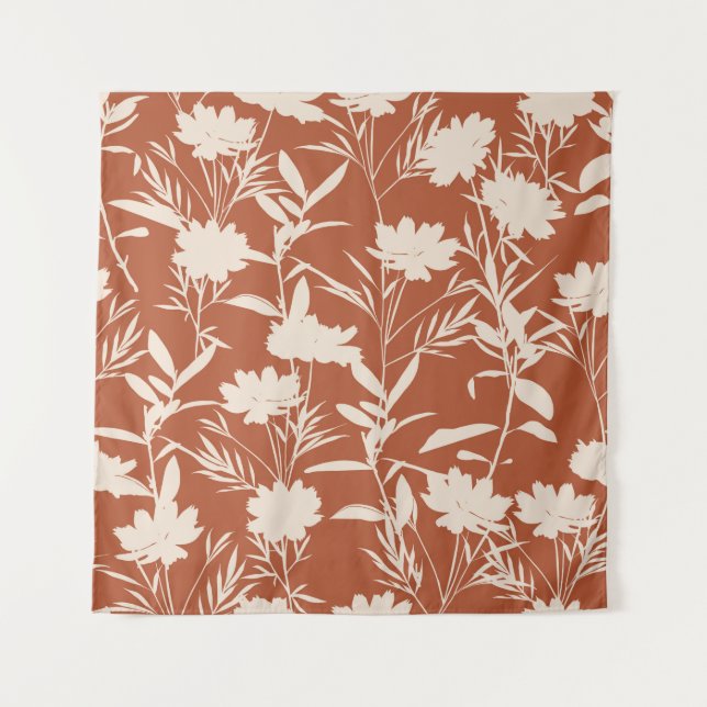 Retro silhouette meadow flowers seamless pattern i tapestry (Front)