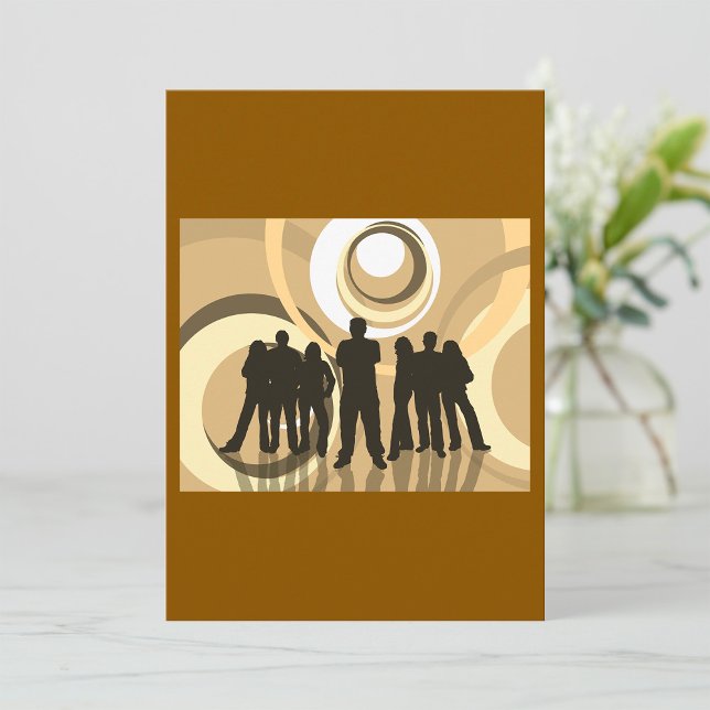Retro Silhouette People with Abstract Circles Invitation (Creator Uploaded)