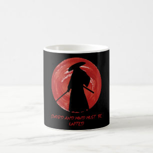 Retro Silhouette Samurai - Samurai Mind Quote Coffee Mug