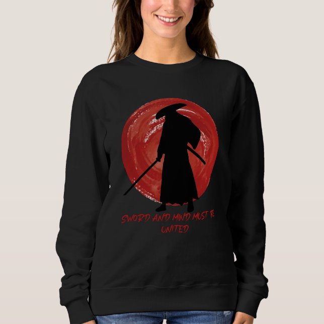 Retro Silhouette Samurai - Samurai Mind Quote Sweatshirt (Front)