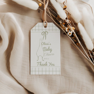 Retro Silly Goose Gender Neutral Ribbon Baby Gift Tags