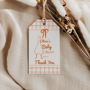 Retro Silly Goose Neutral Ribbon Baby Shower Gift Tags