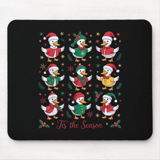 Retro Silly Goose Santa Cute Merry Christmas Tis T Mouse Pad (Front)