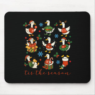 Retro Silly Goose Santa Cute Merry Christmas Tis T Mouse Pad