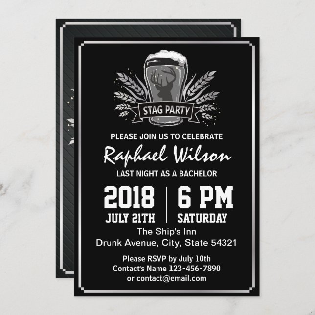 Retro Silver Barley Beer Bachelor Party Card (Front/Back)