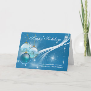 Retro Silver Christmas Ornament Corporate Greeting Holiday Card