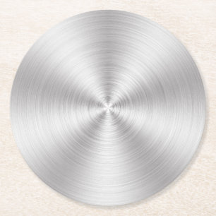 Retro Silver Disc Wedding Party Retro Glam Round Paper Coaster