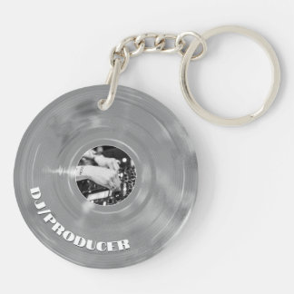 Retro Silver Music Producer DJ Vinyl Record Key Ring