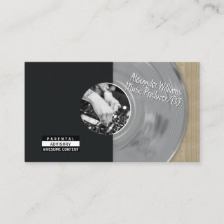 Retro Silver Vinyl Record Music Producer DJ Business Card