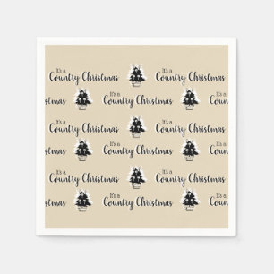 Retro Simple Beige Country Christmas Tree Pattern Napkin