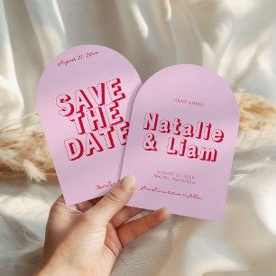 Retro Simple Bright Funky Bold Arched Wedding    Save The Date