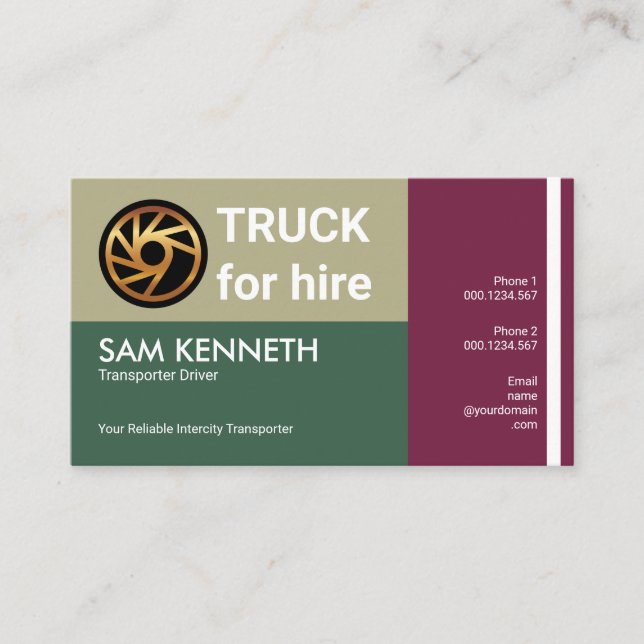 Retro Simple Column Box Truck Transport Business Card (Front)