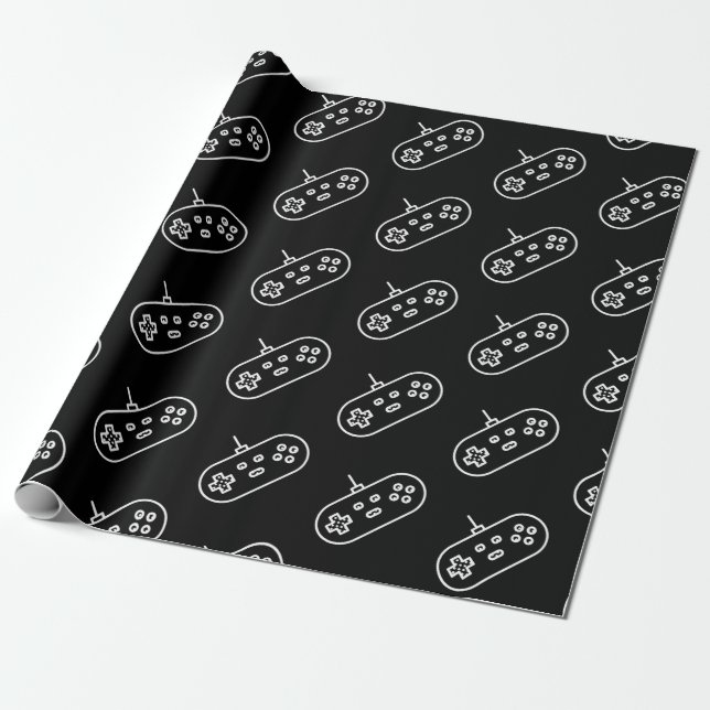 Retro Simple Elegant Black White Console  Wrapping Wrapping Paper (Unrolled)