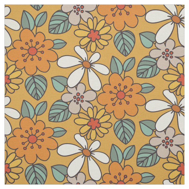 Retro Simple Floral Pattern Fabric (Swatch)