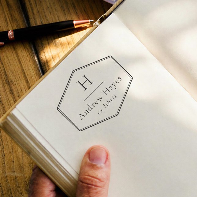 Retro Simple Frame Modern Monogram Ex Libris Book Self-inking Stamp (Creator Uploaded)