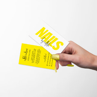Retro Simple Neon Yellow Nail Tech Business Card