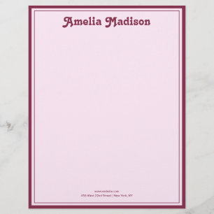 Retro Simple Pink Letterhead