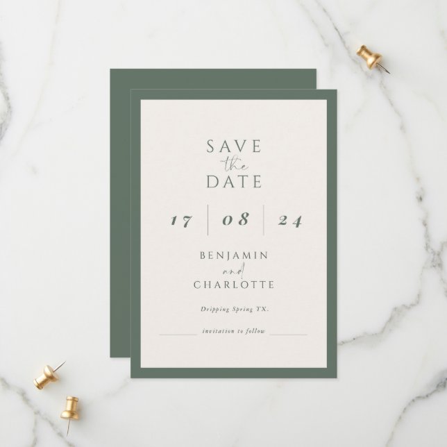 Retro Simple Typo Script Wedding save the date (Front/Back In Situ)