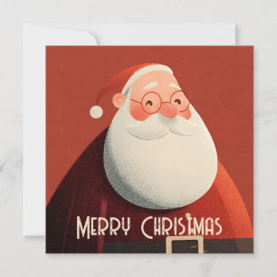 Retro Simple Vintage Christmas Santa Claus Holiday Card