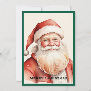 Retro Simple Vintage Christmas Santa Claus Holiday Card