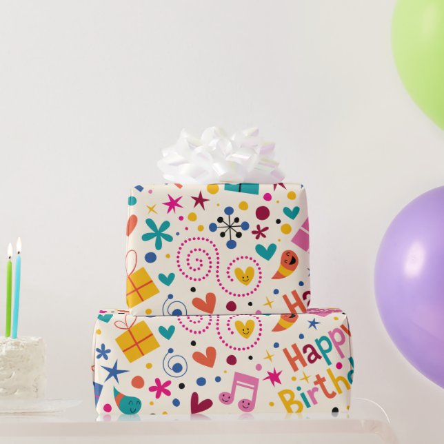 Retro Singing Happy Birthday Wrapping Paper (Party Gifts)
